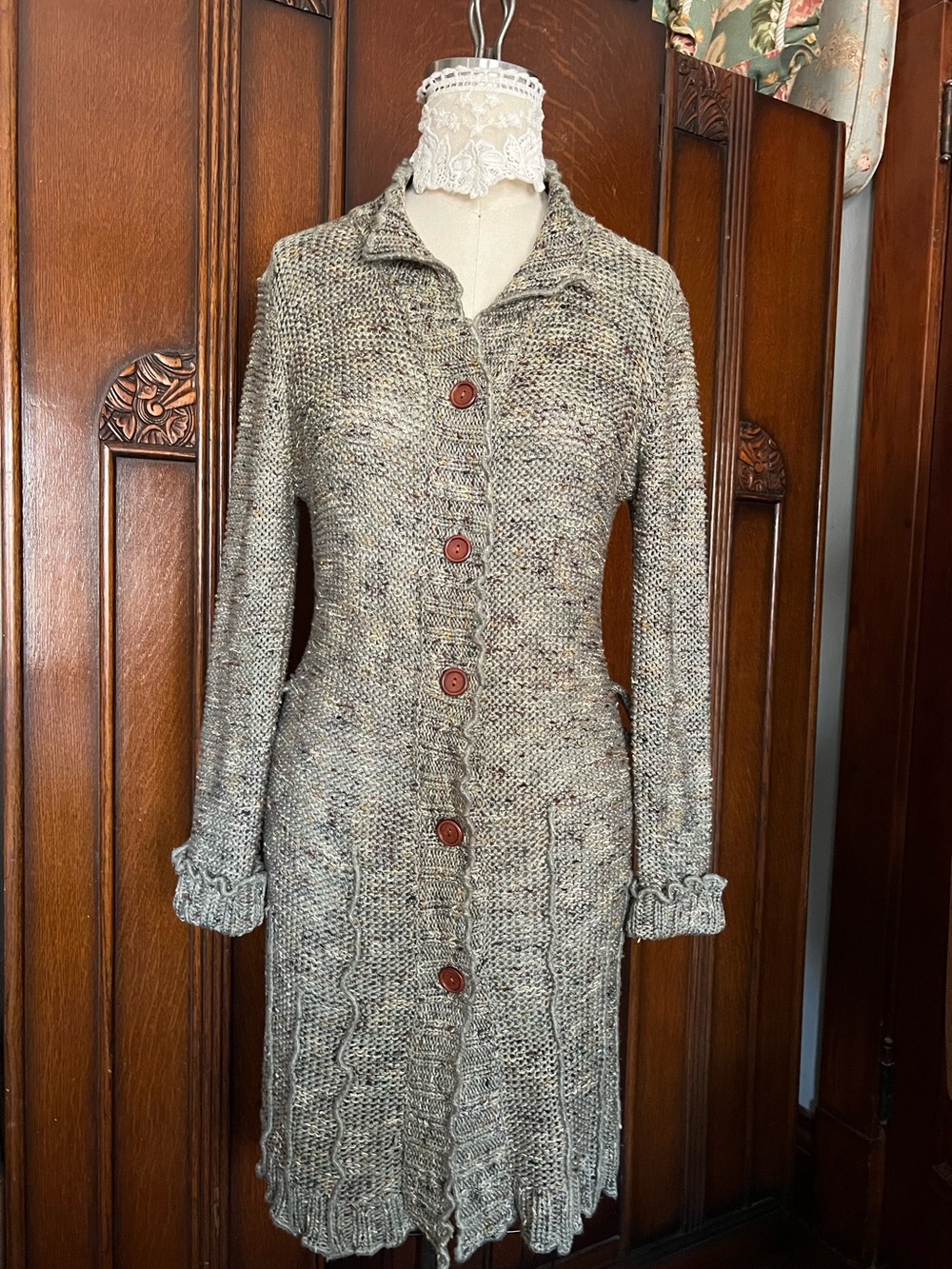 BCBG Long Button-Up Knit Cardigan